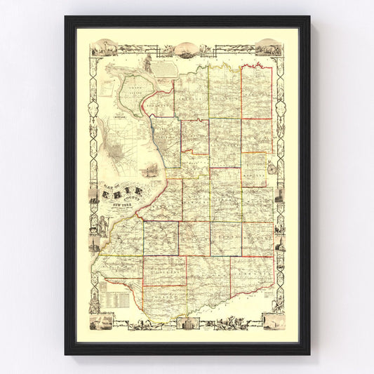 Vintage map of Erie County, New York, 1854