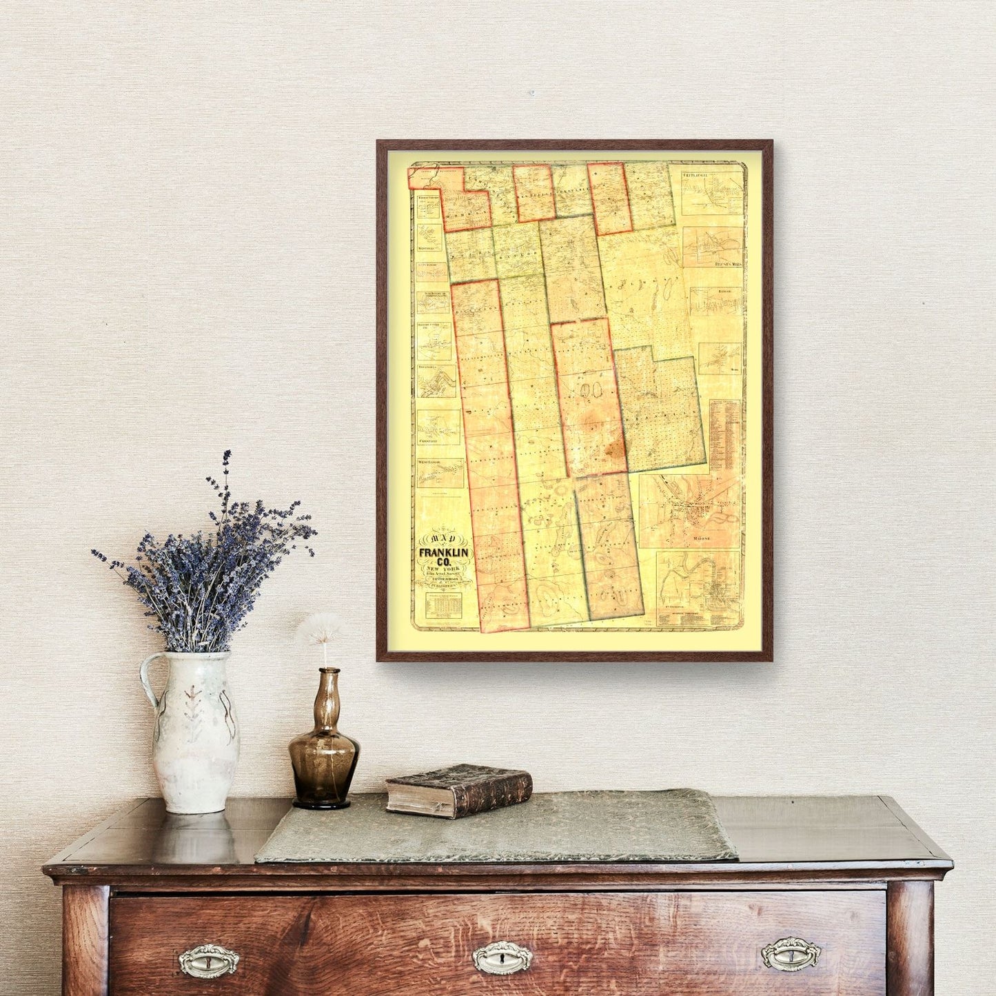 Vintage Map of Franklin County, New York, 1858