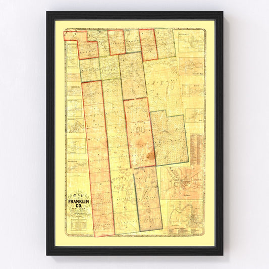 vintage map of Franklin County, New York, 1858