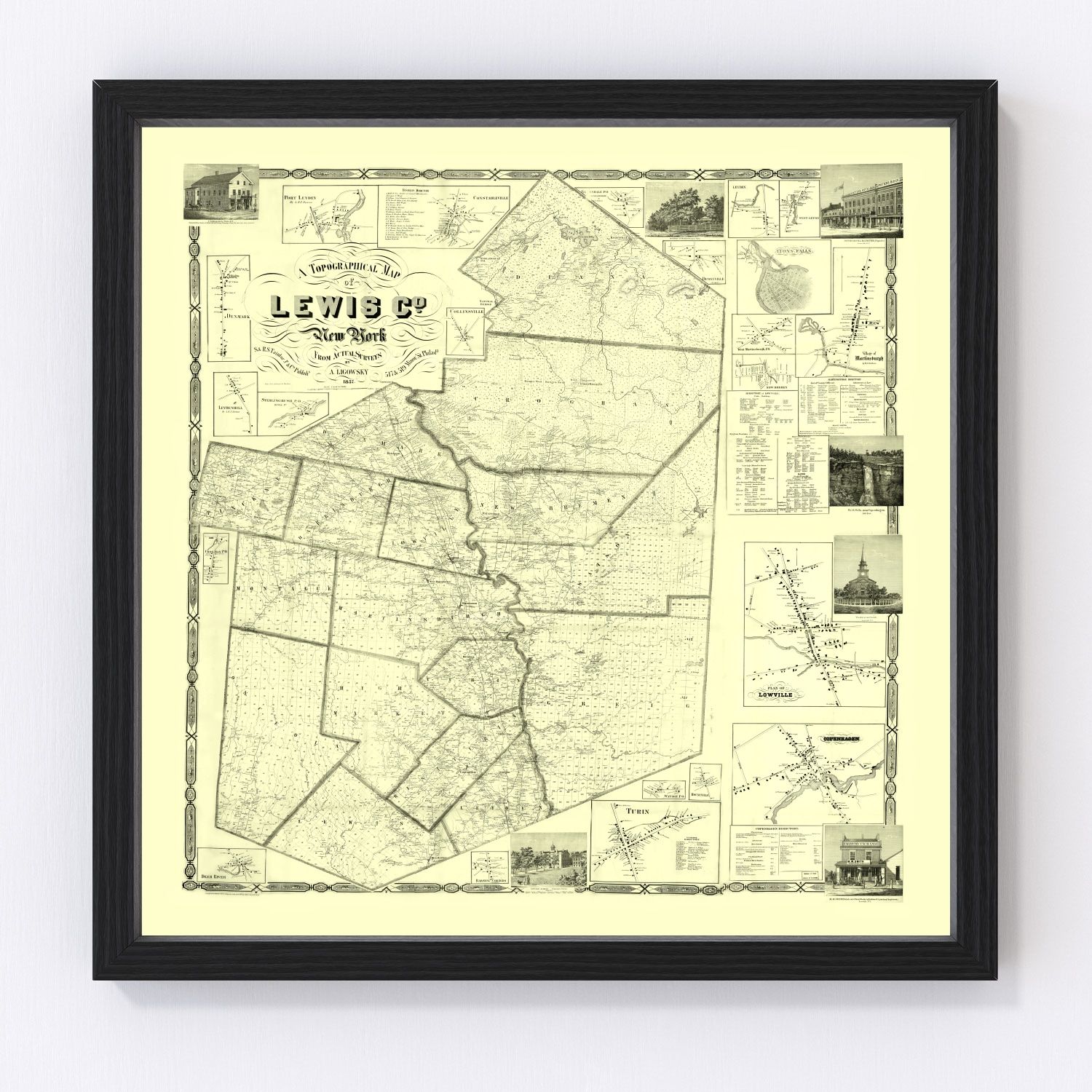 Vintage map of Lewis County, New York, 1857