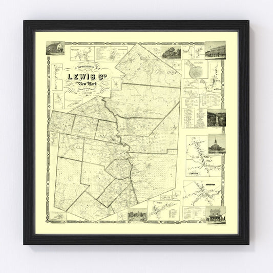 Vintage map of Lewis County, New York, 1857