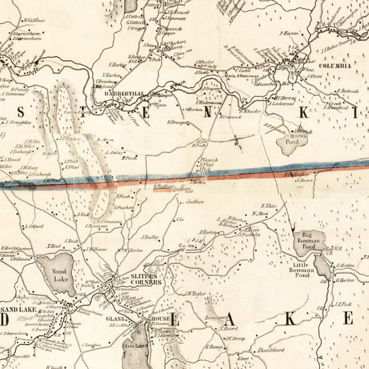 Vintage Map of Rensselaer County, New York, 1854