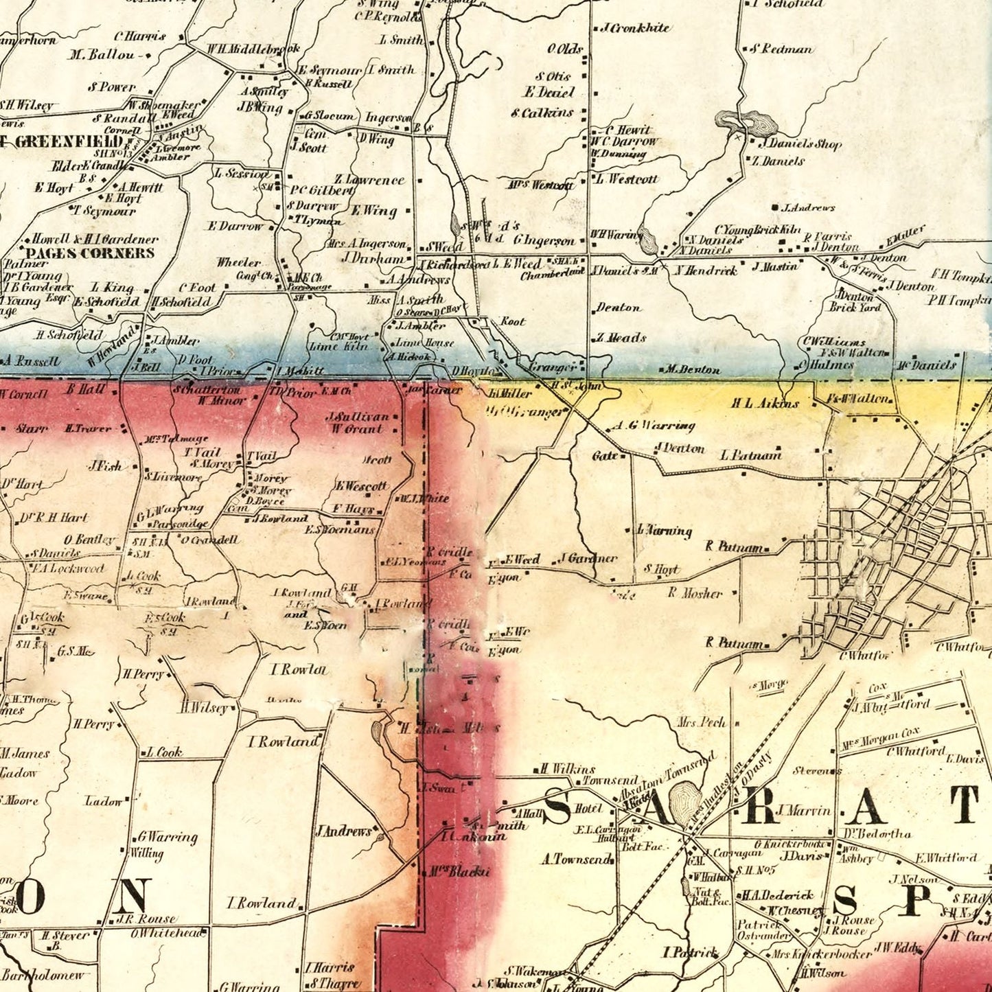 Vintage Map of Saratoga County, New York, 1856 (No. 3)