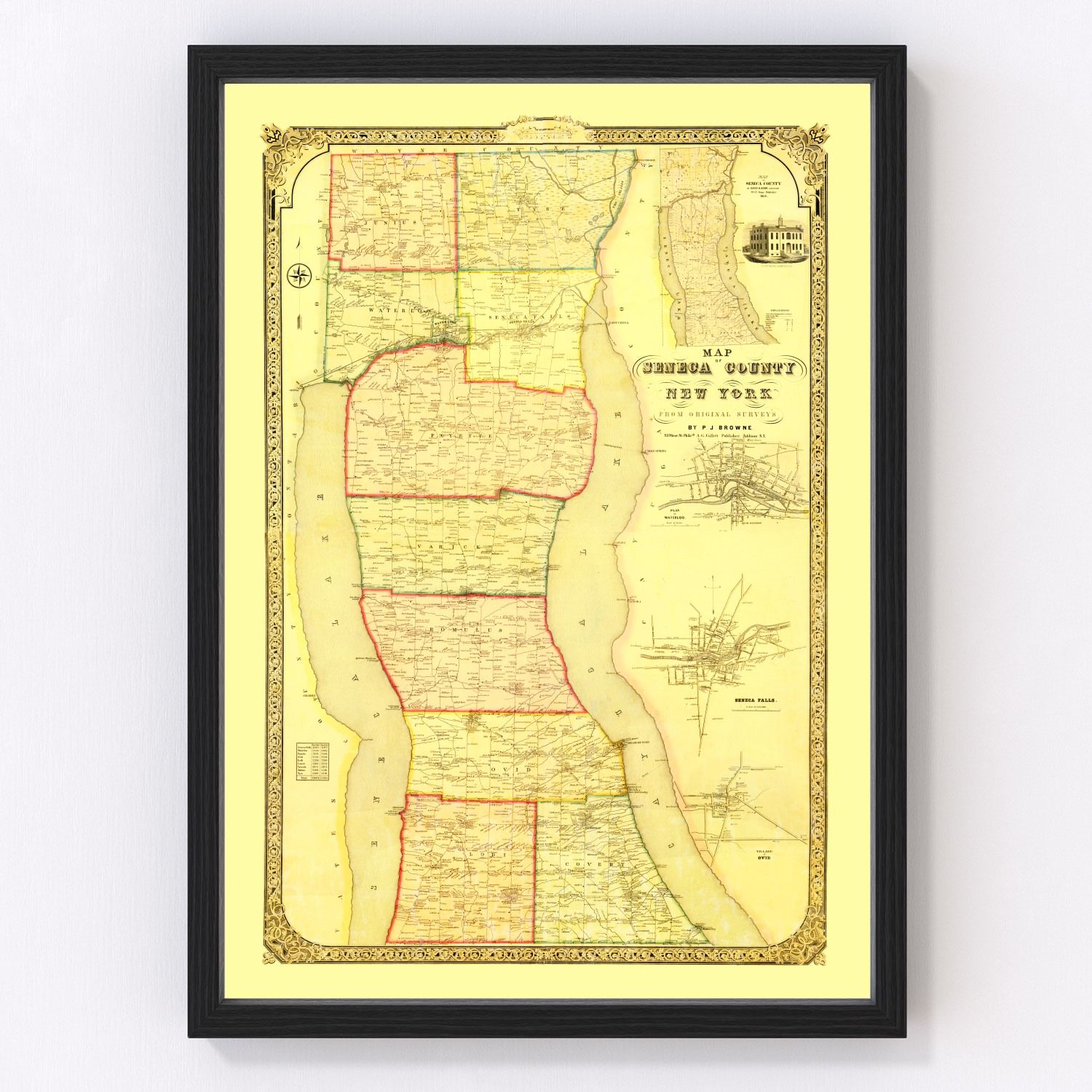 Vintage map of Seneca County, New York, 1858