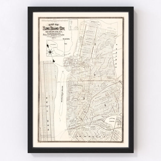 Vintage map of Queens County, New York, 1874