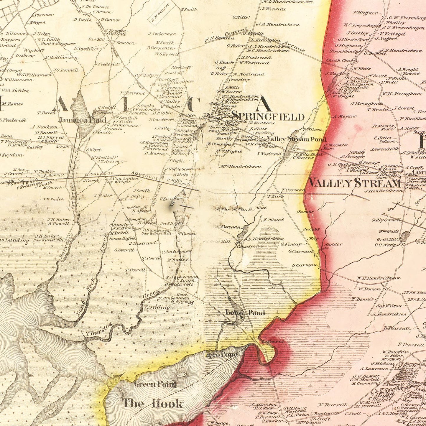 Vintage Map of Queens County, New York, 1859