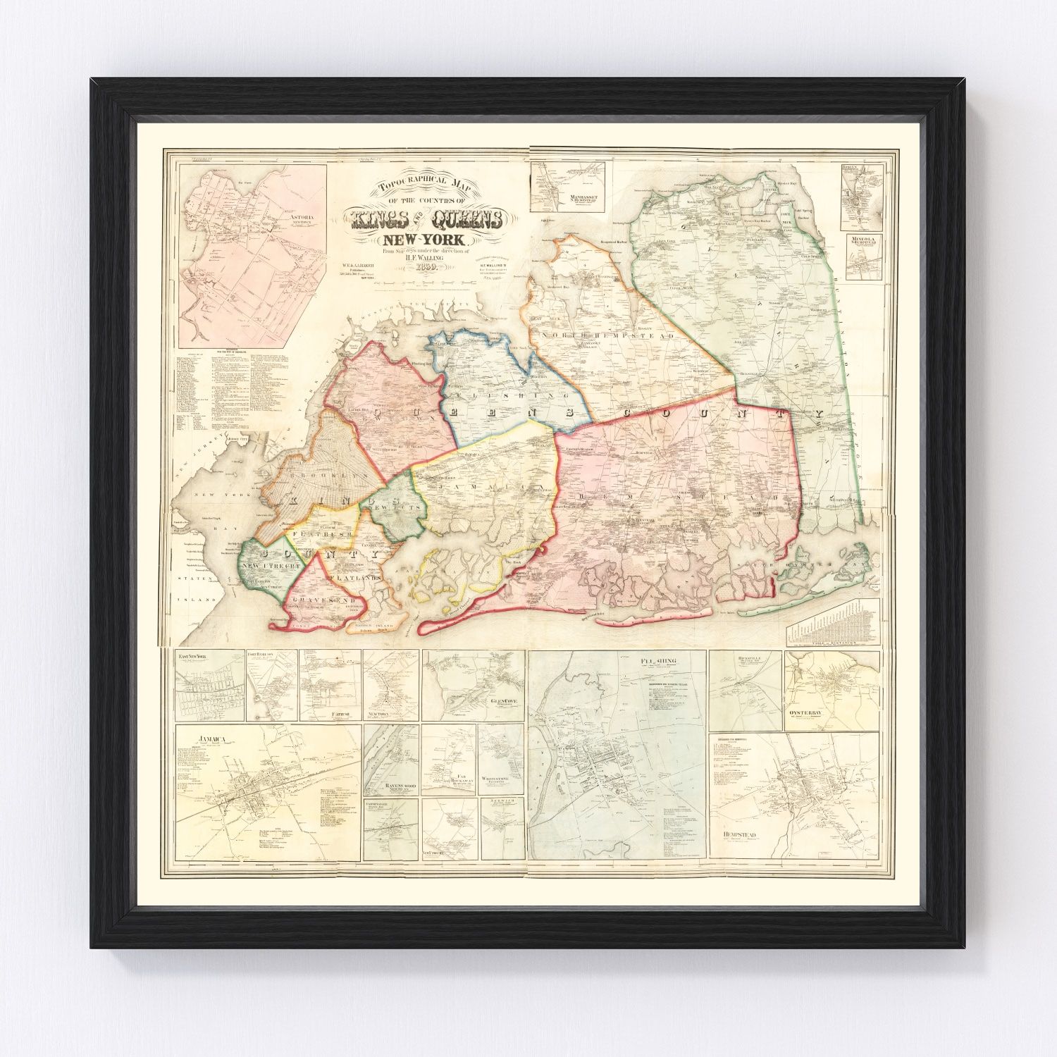 Vintage map of Queens County, New York, 1859