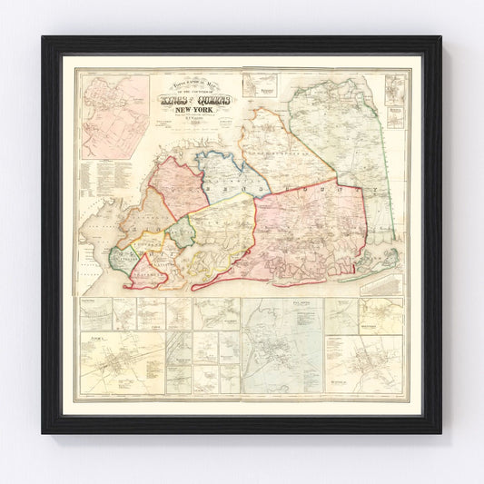 Vintage map of Queens County, New York, 1859