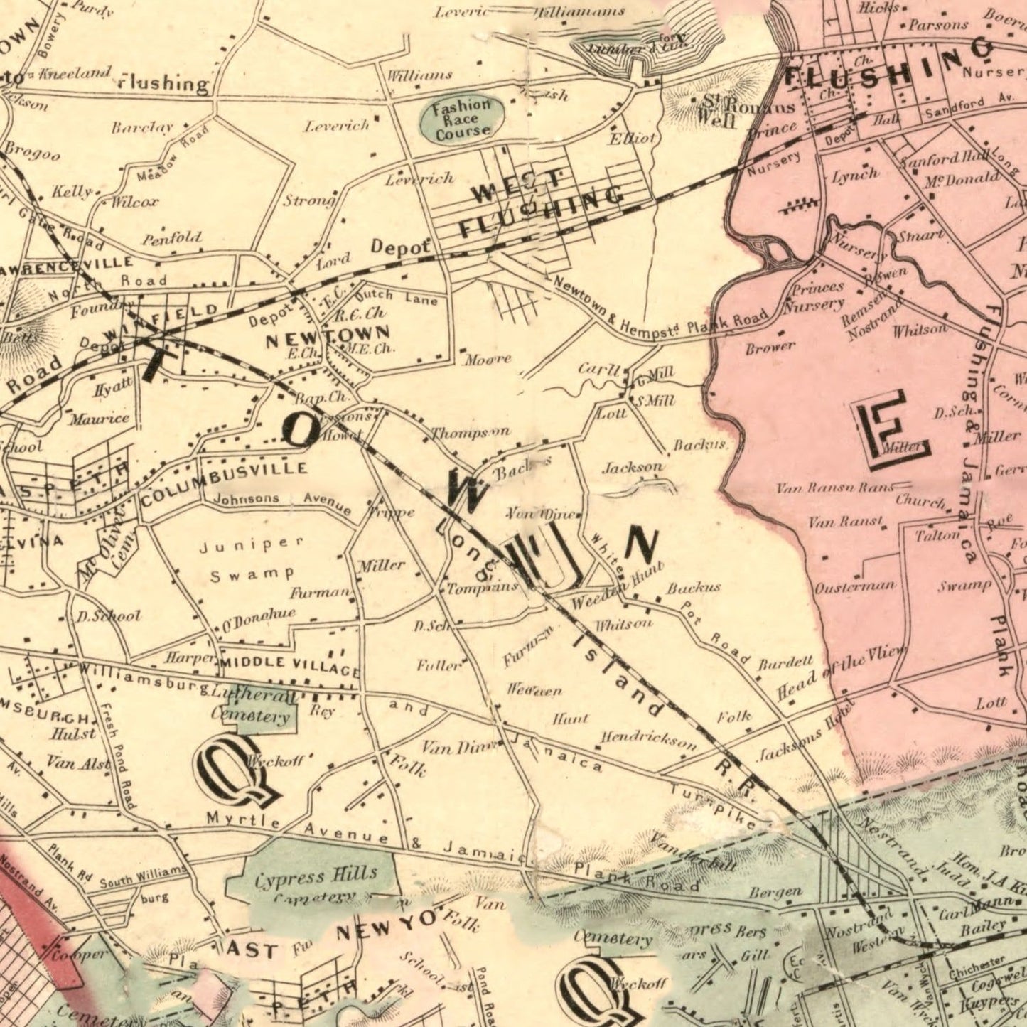 Vintage Map of Kings County, New York, 1860