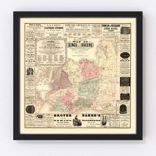 vintage map of Kings County, New York, 1860