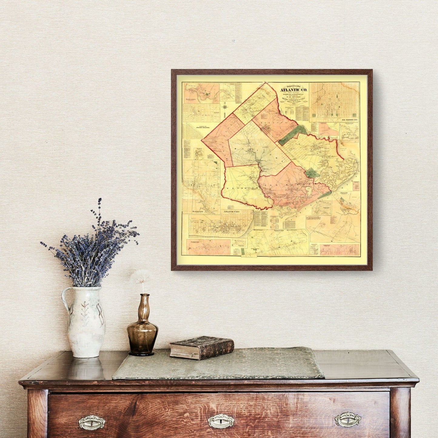 Vintage Map of Atlantic County, New Jersey, 1872