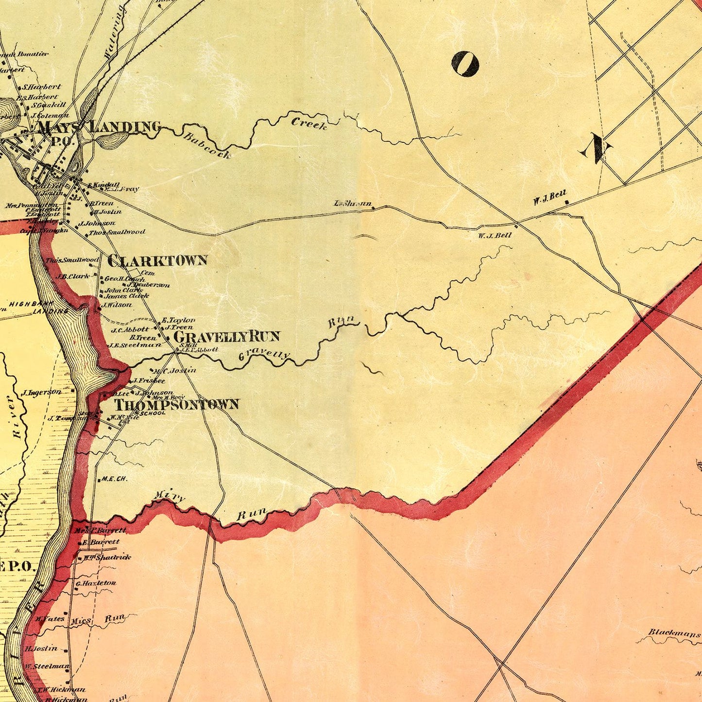 Vintage Map of Atlantic County, New Jersey, 1872