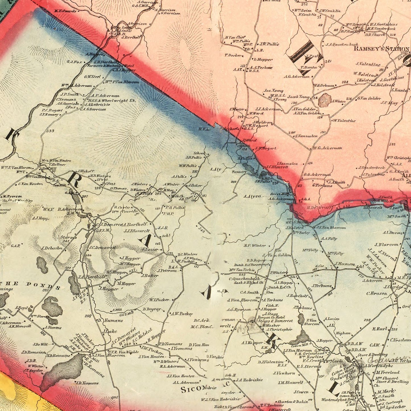 Vintage Map of Bergen County, New Jersey, 1861