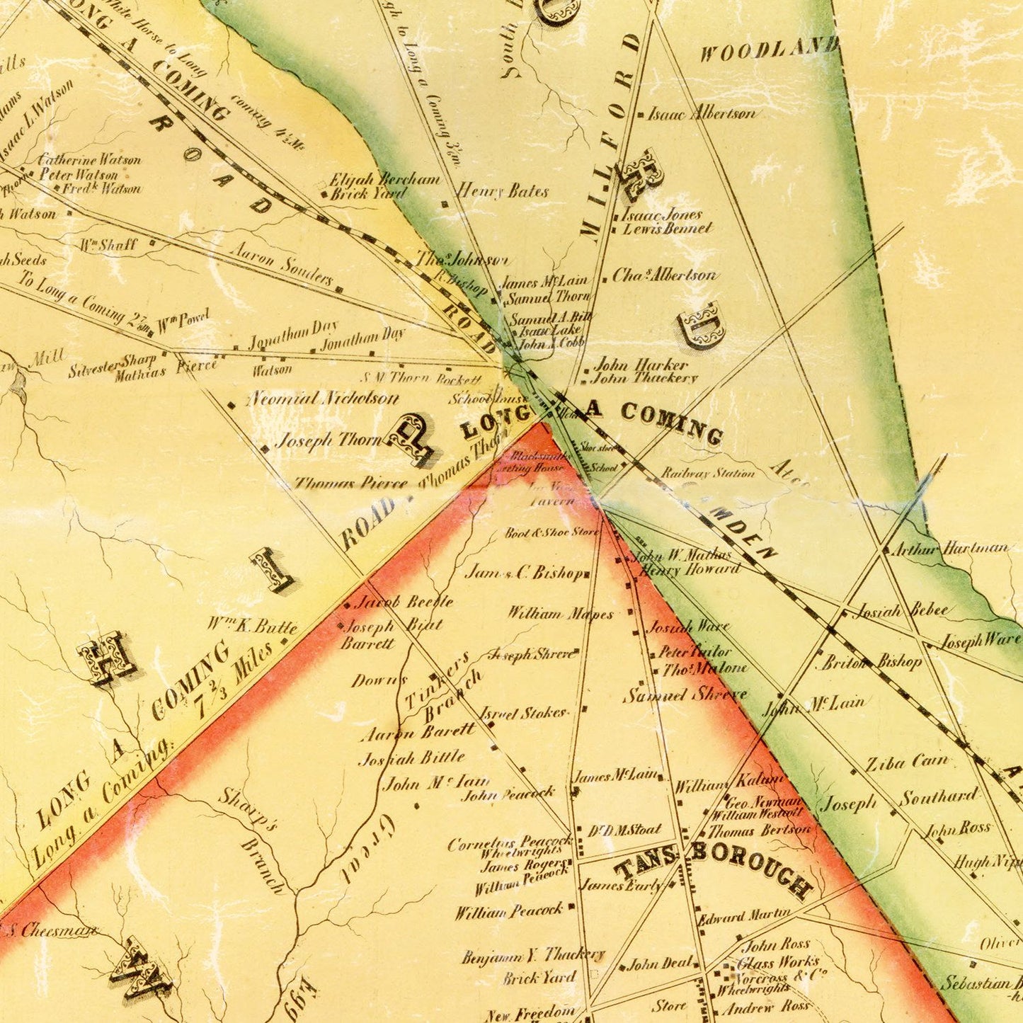 Vintage Map of Camden County, New Jersey, 1857