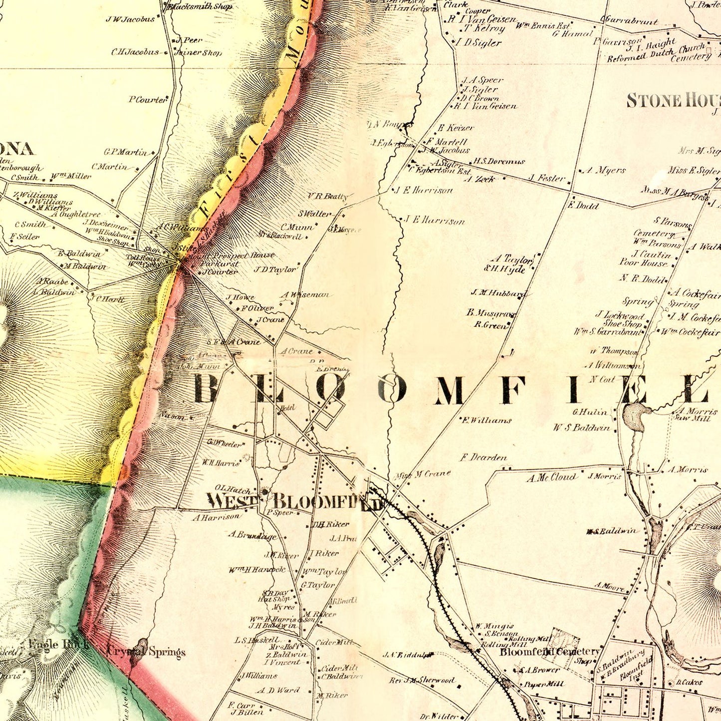 Vintage Map of Essex County, New Jersey, 1859