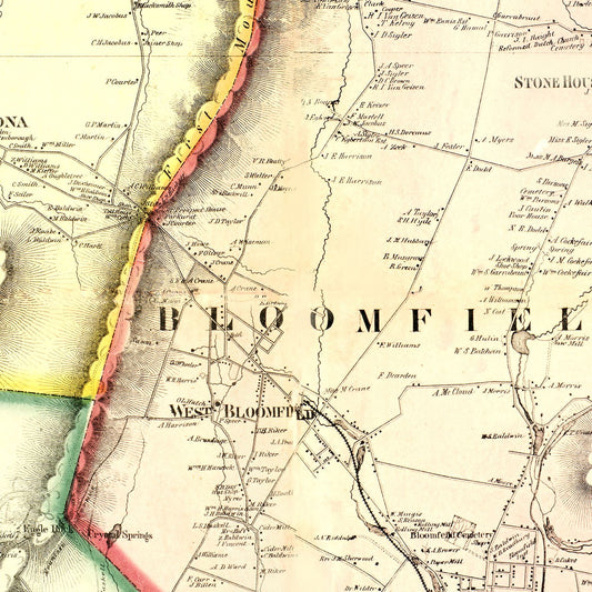 Vintage Map of Essex County, New Jersey, 1859