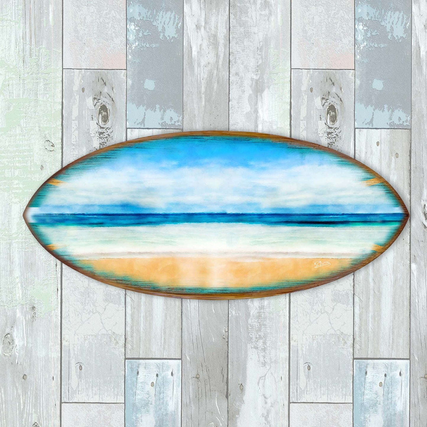 Ocean View Surfboard Wood Wall Art - Coastal Decor
