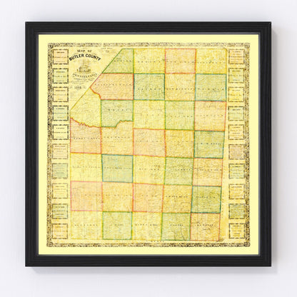 Vintage map of Butler County, Pennsylvania, 1858, digitally restored
