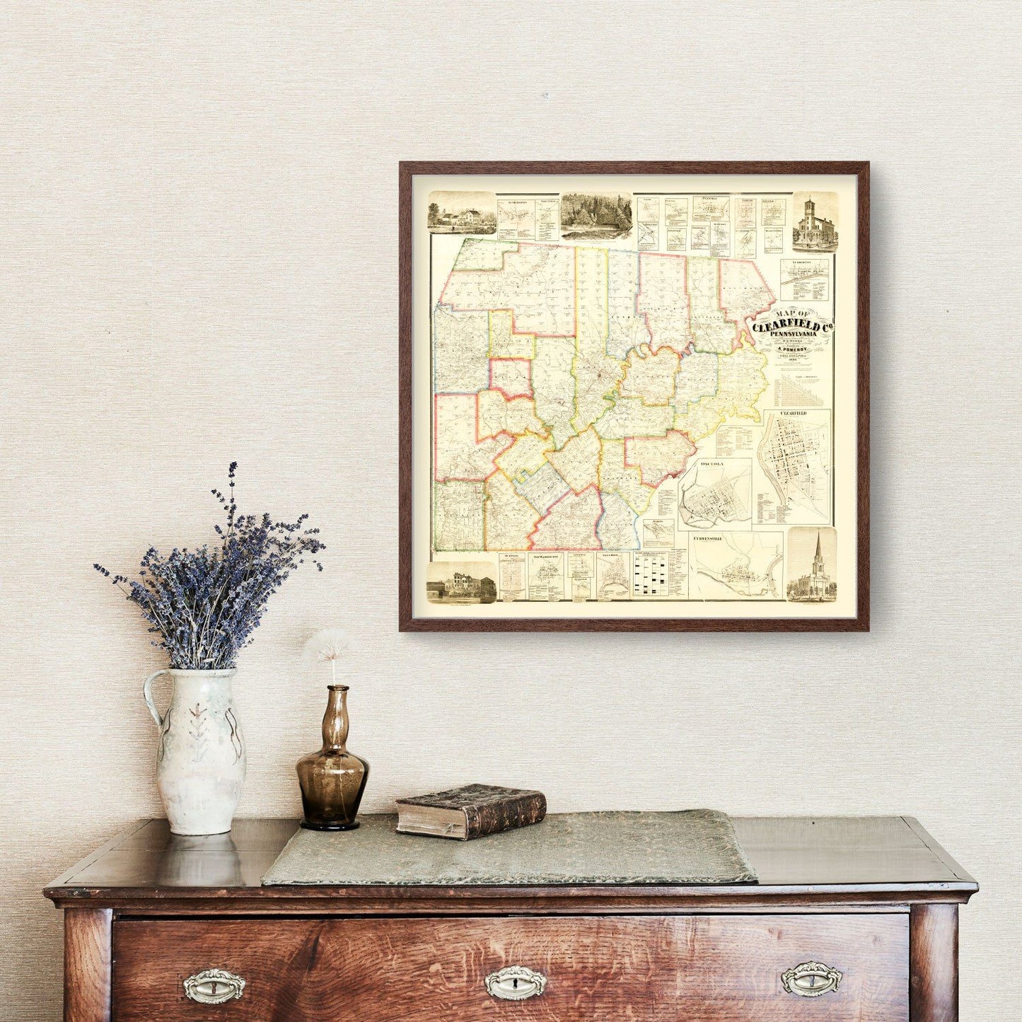 Vintage Map of Clearfield County, Pennsylvania, 1866