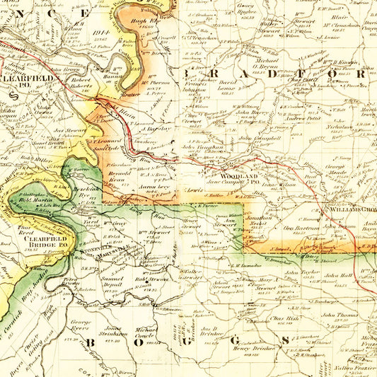 Vintage Map of Clearfield County, Pennsylvania, 1866