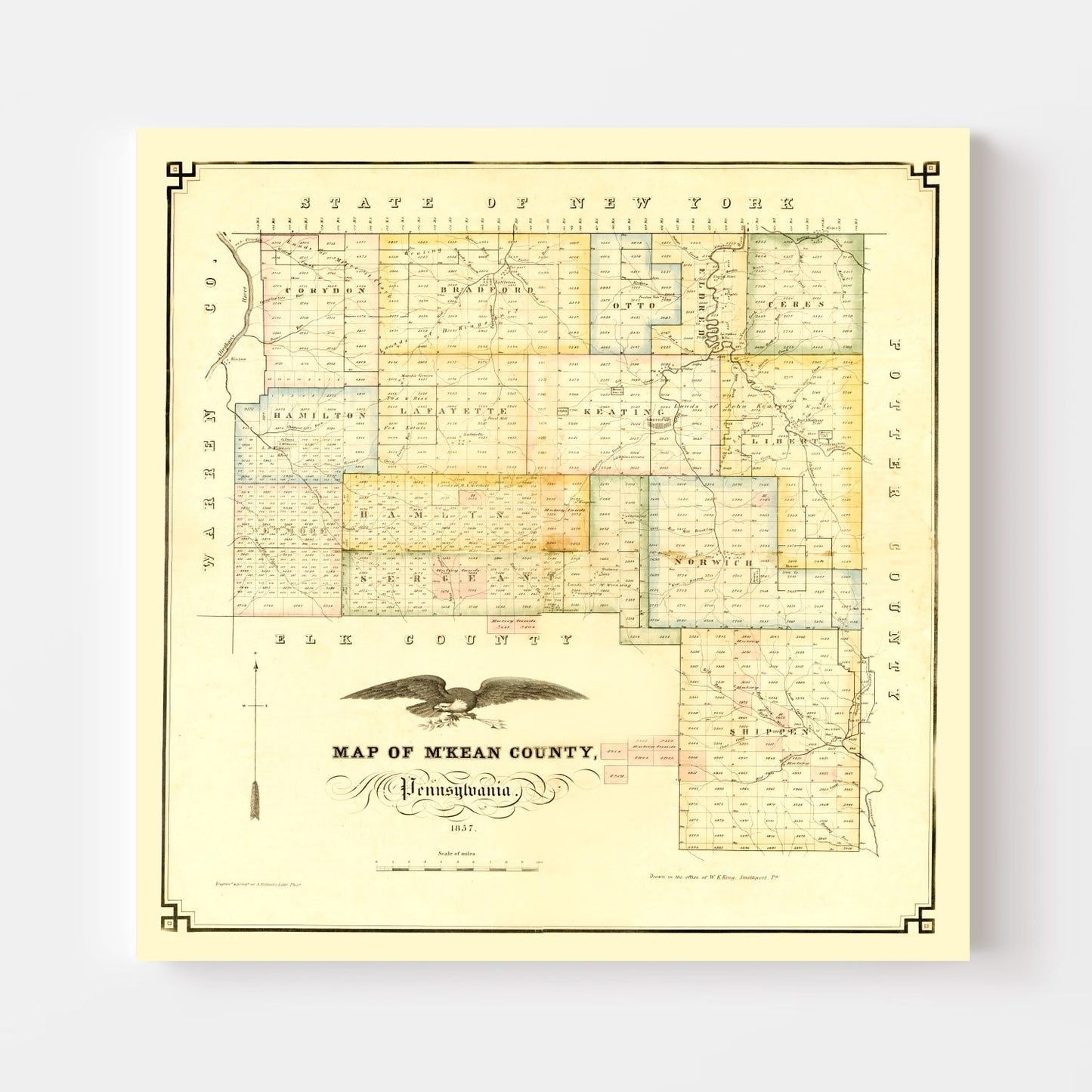 Vintage Map of McKean County, Pennsylvania, 1857