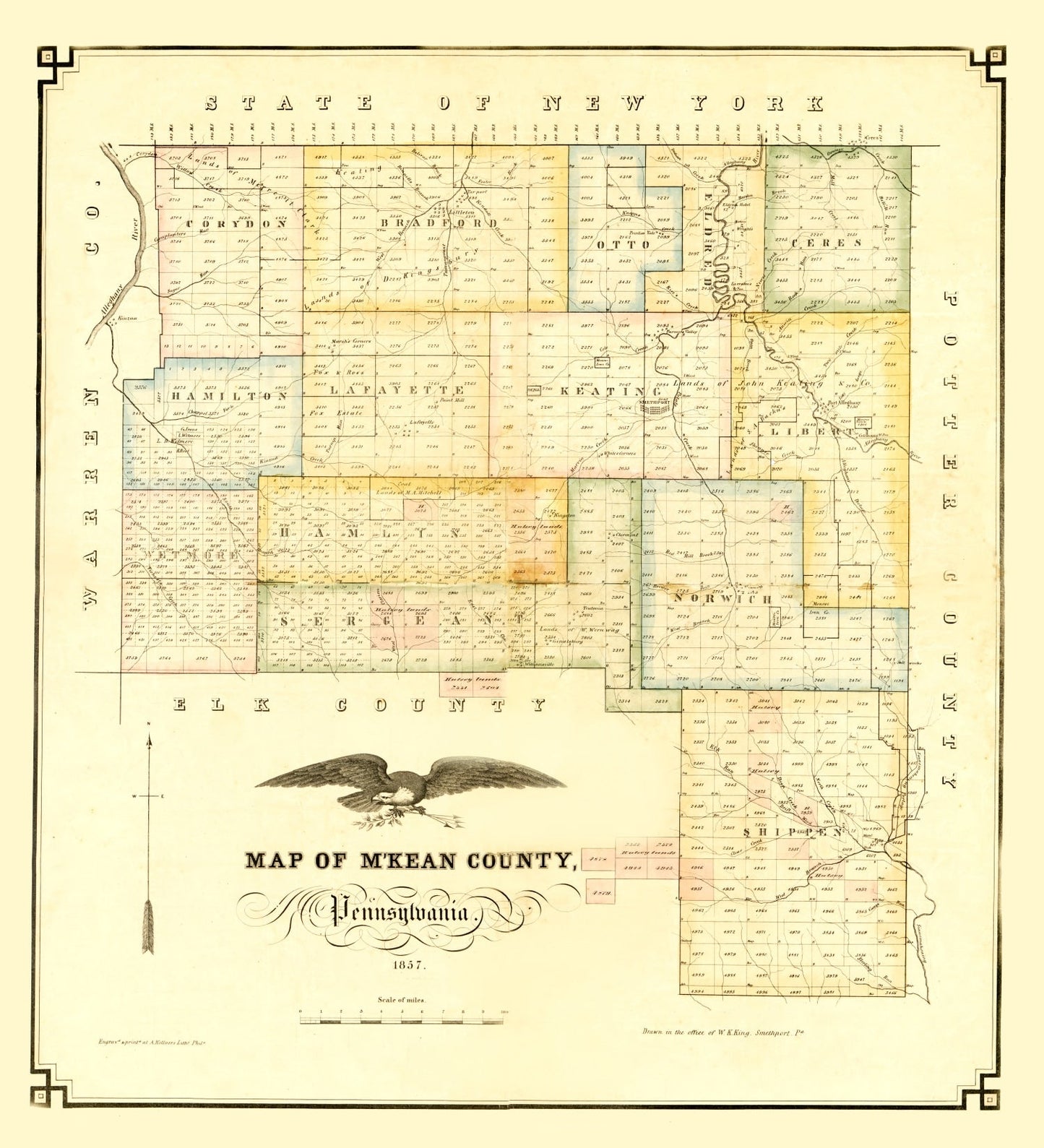 Vintage Map of McKean County, Pennsylvania, 1857