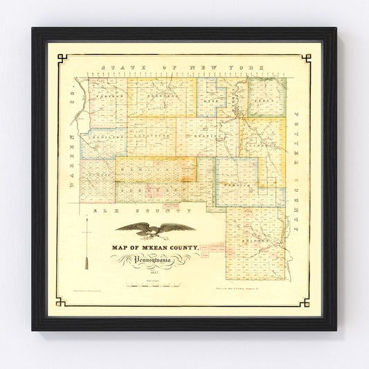 Vintage map of McKean County, Pennsylvania, 1857