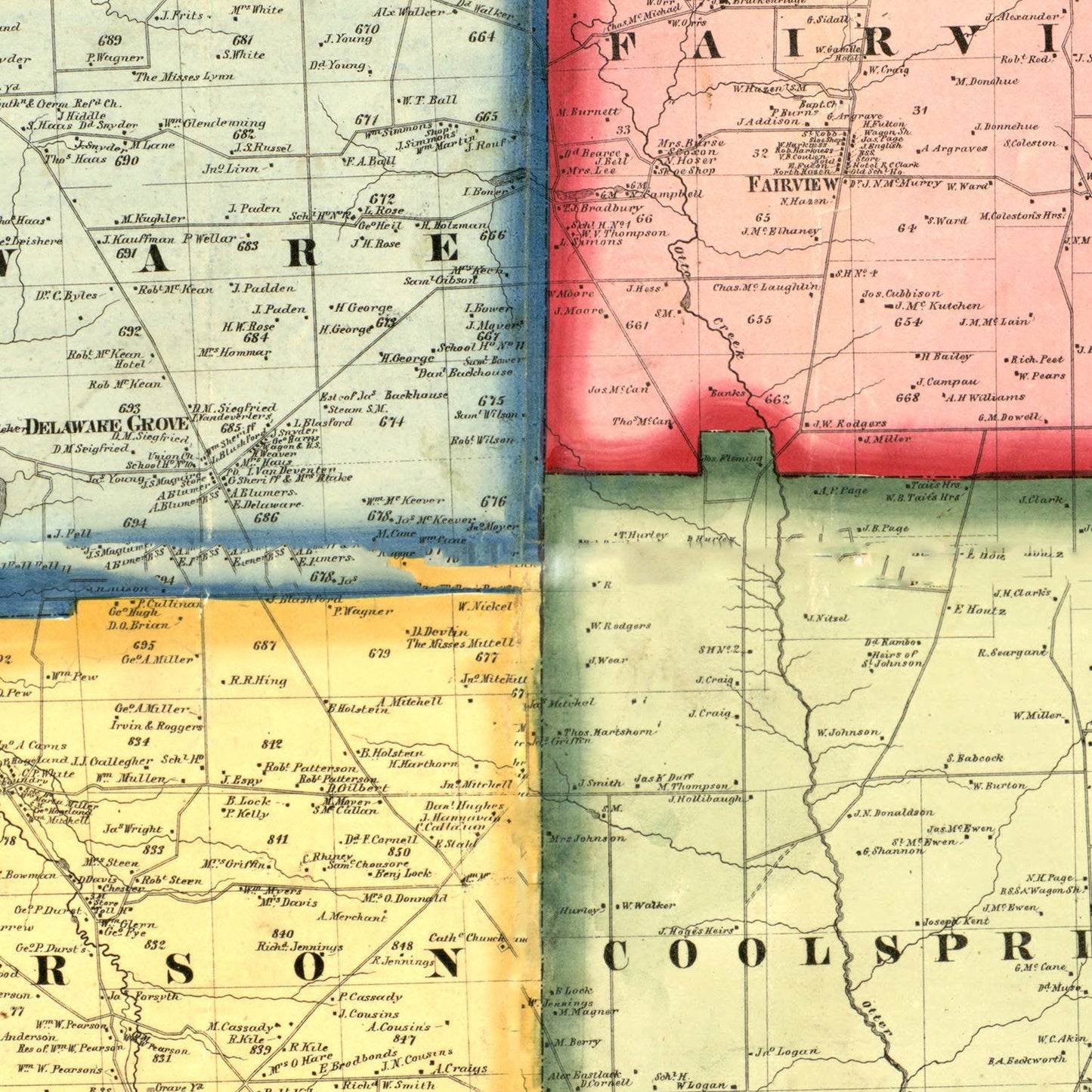 Vintage Map of Mercer County, Pennsylvania, 1860
