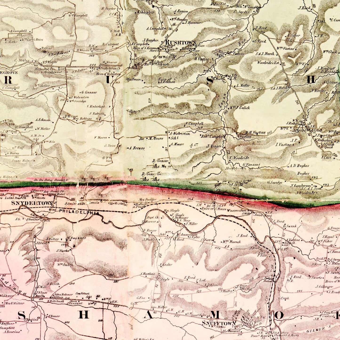 Vintage Map of Northumberland County, Pennsylvania, 1858