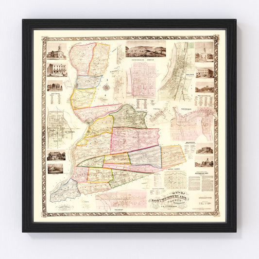 vintage map of Northumberland County, Pennsylvania, 1858
