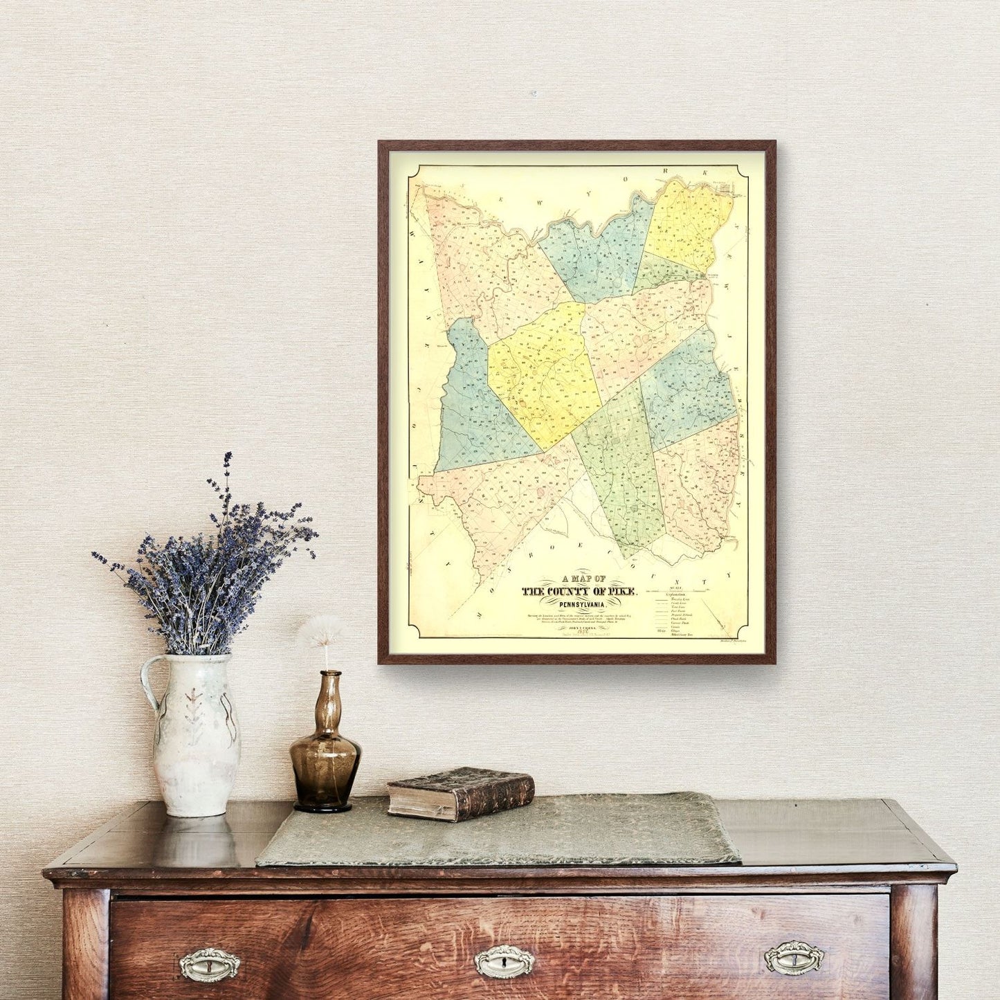 Vintage Map of Pike County, Pennsylvania, 1856