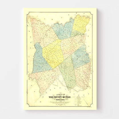 Vintage Map of Pike County, Pennsylvania, 1856
