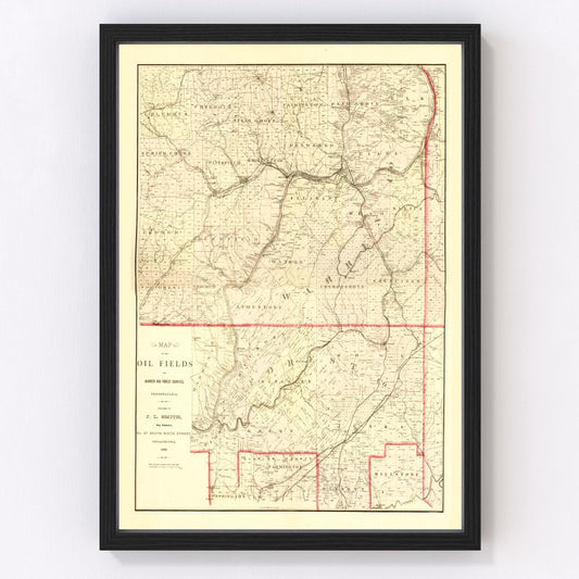 Vintage map of Warren County, Pennsylvania, 1882