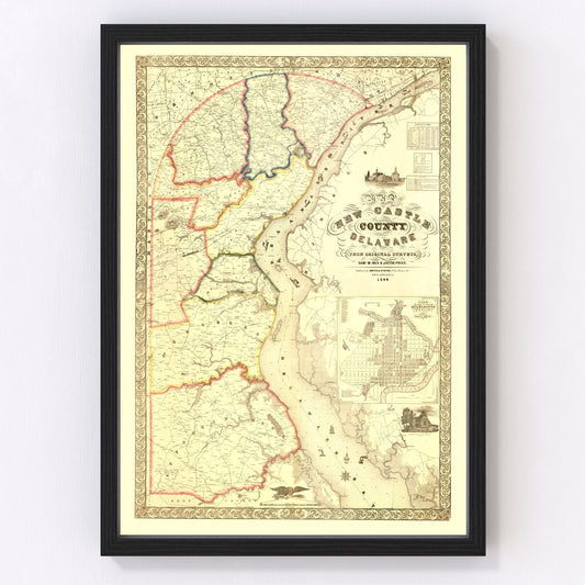 Vintage map of New Castle County, Delaware, 1849