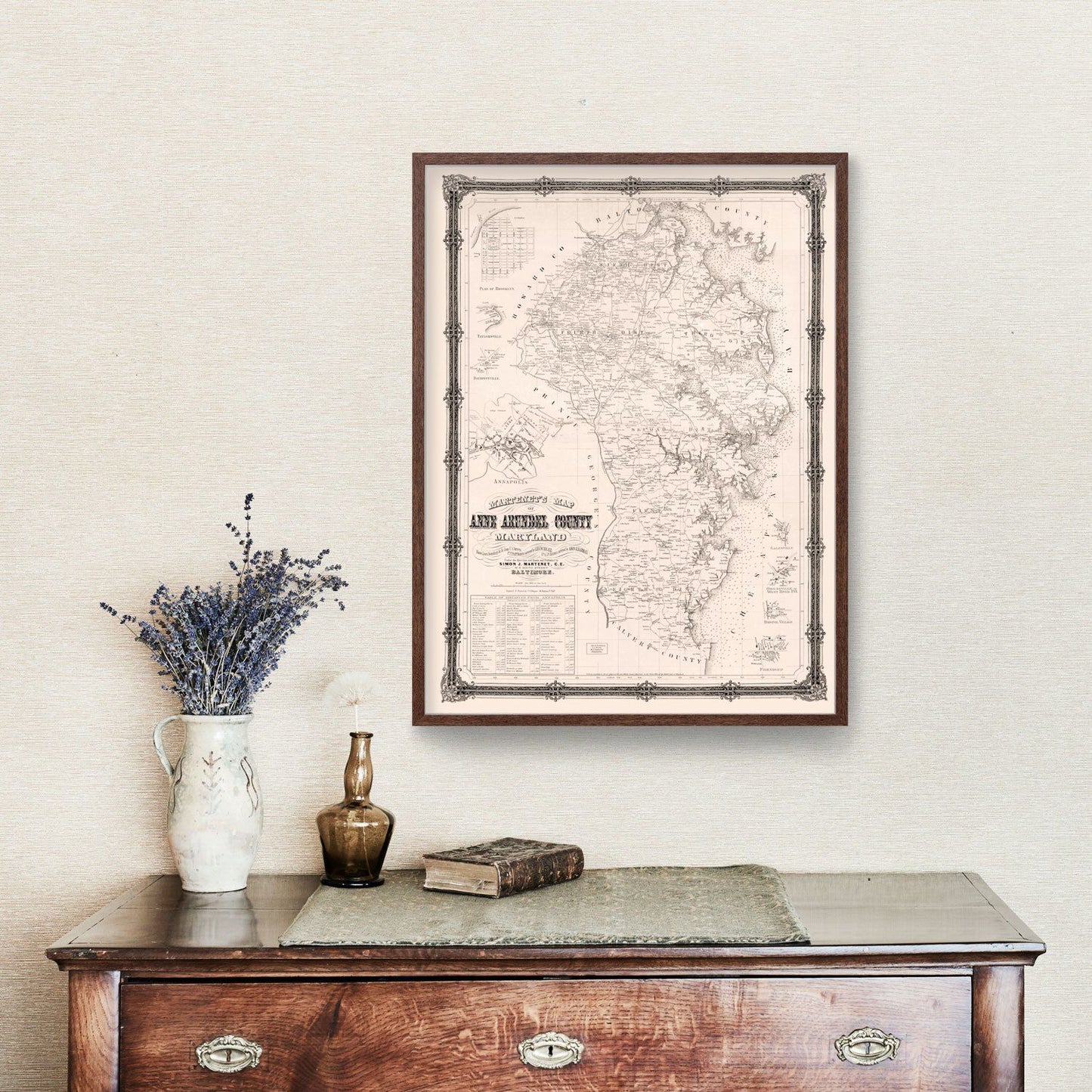Vintage Map of Anne Arundel County, Maryland, 1860