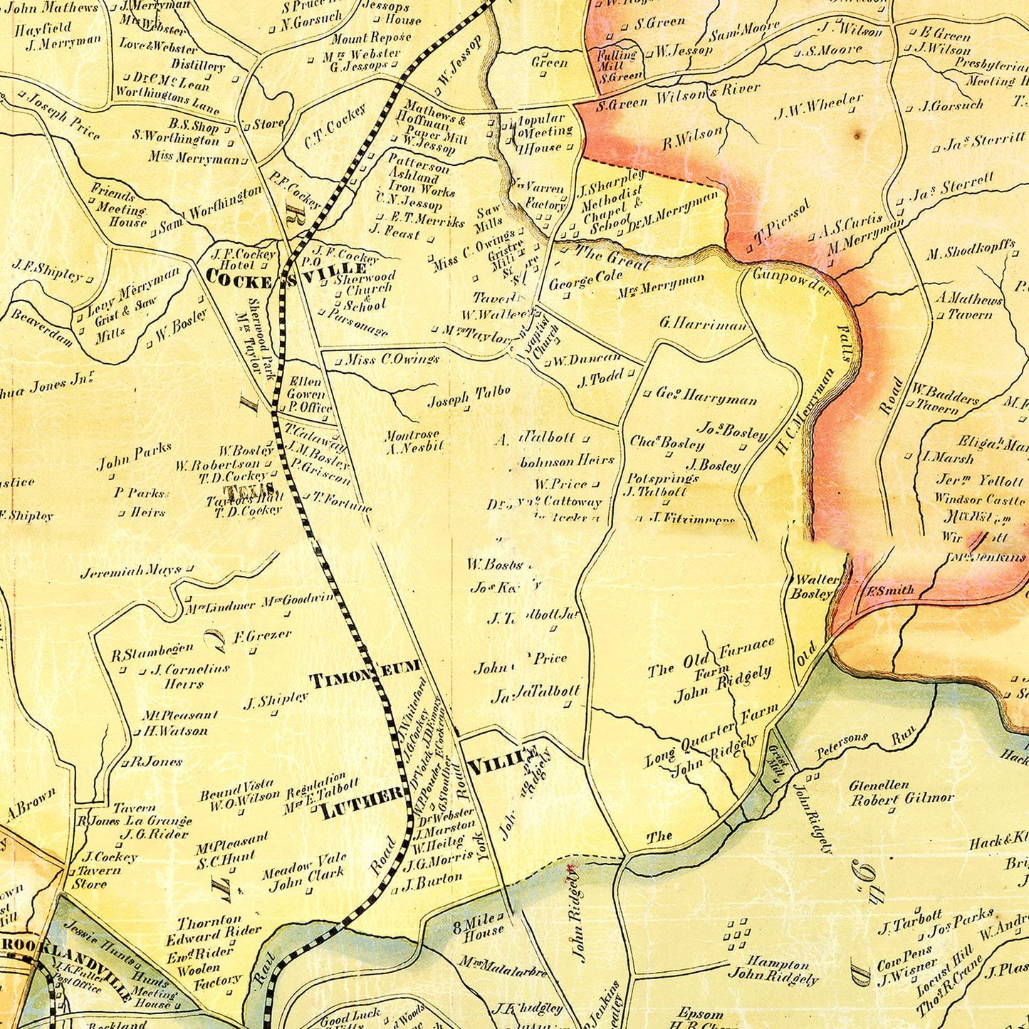 Vintage Map of Baltimore County, Maryland, 1857