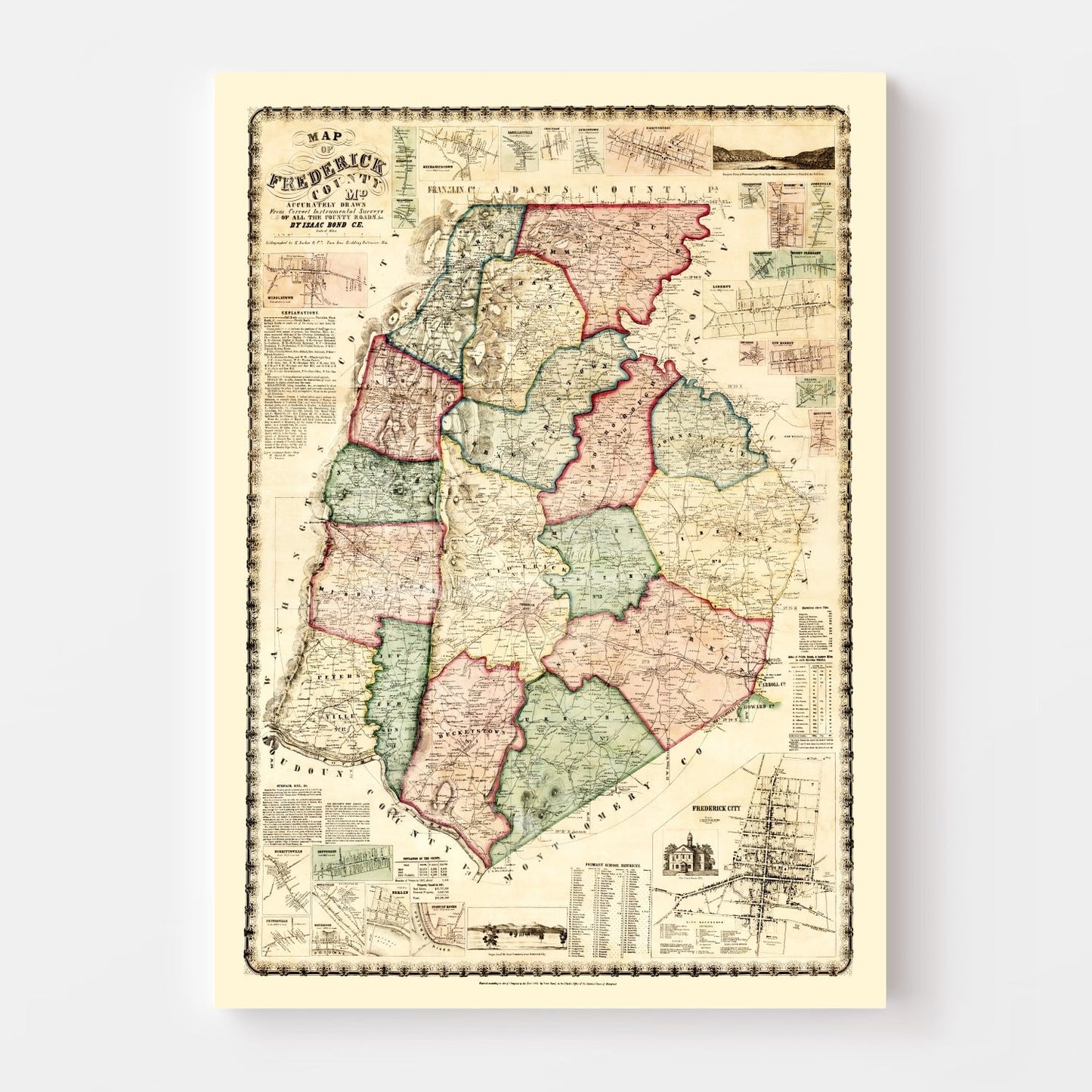 Vintage Map of Frederick County, Maryland, 1858