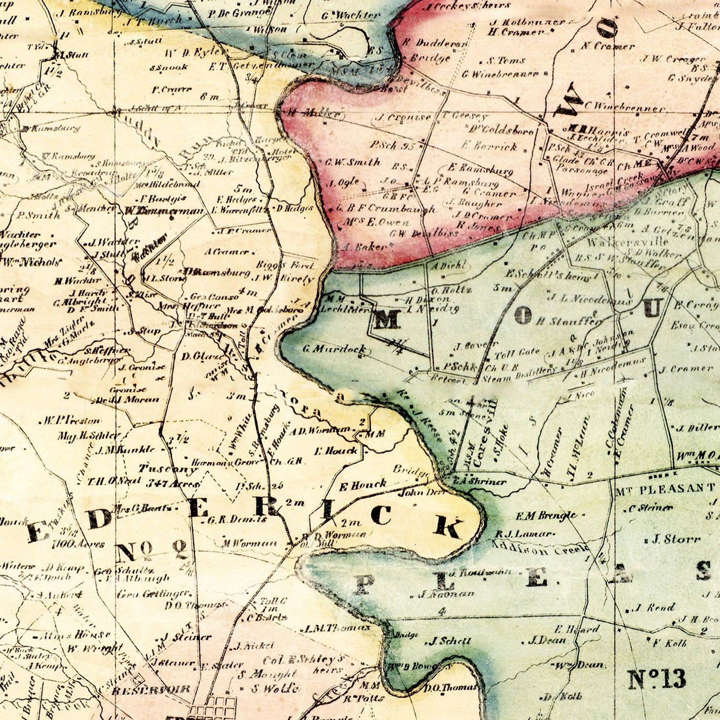 Vintage Map of Frederick County, Maryland, 1858