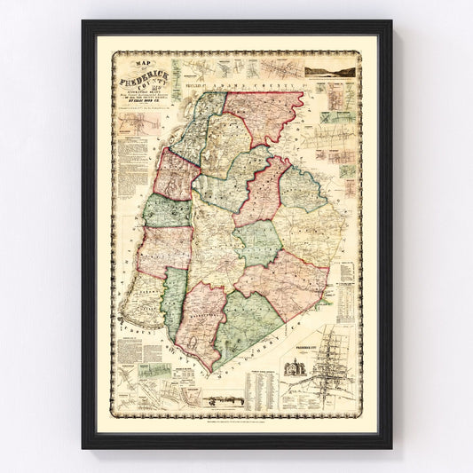 vintage map of Frederick County, Maryland, 1858