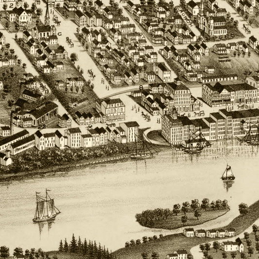 Vintage Map of Augusta, Maine, 1878