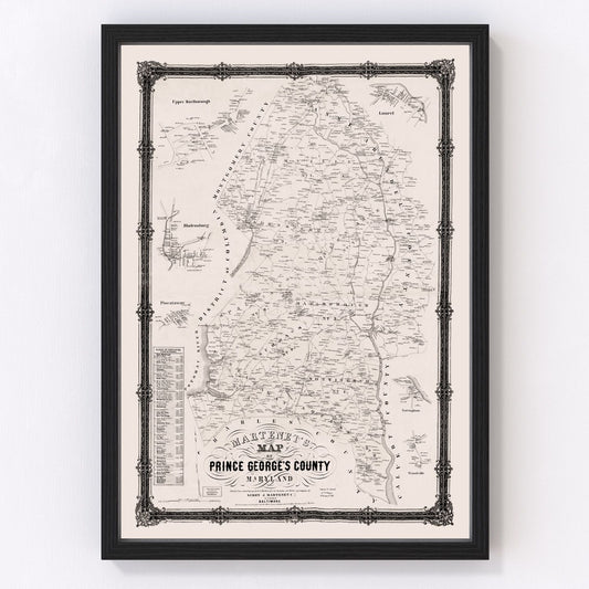 Vintage map of Prince George County, Maryland, 1861