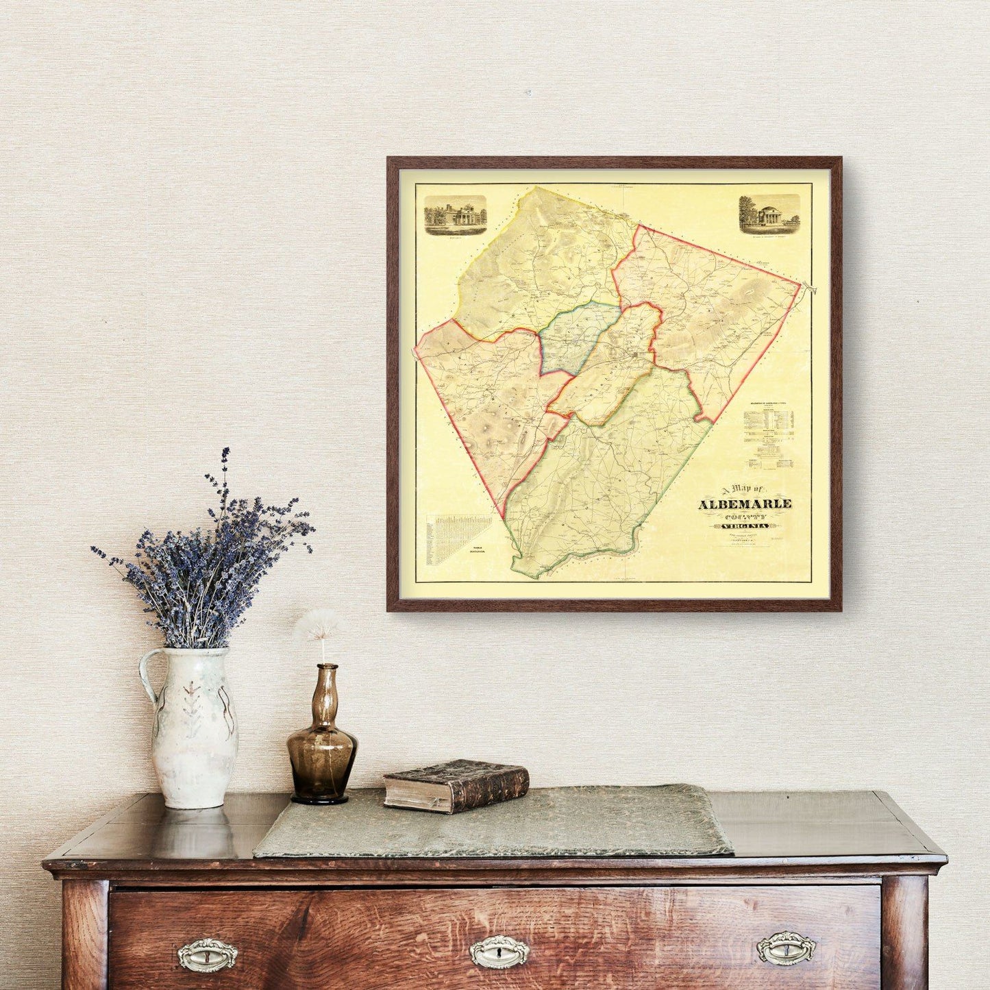 Vintage Map of Albemarle County, Virginia, 1875