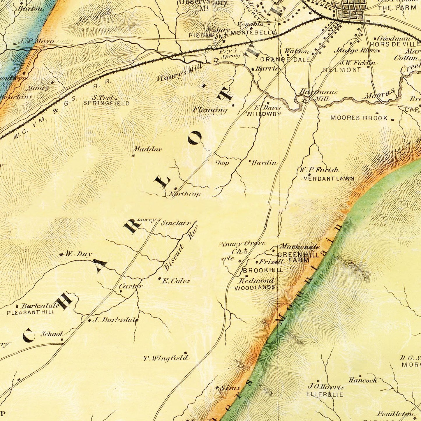 Vintage Map of Albemarle County, Virginia, 1875