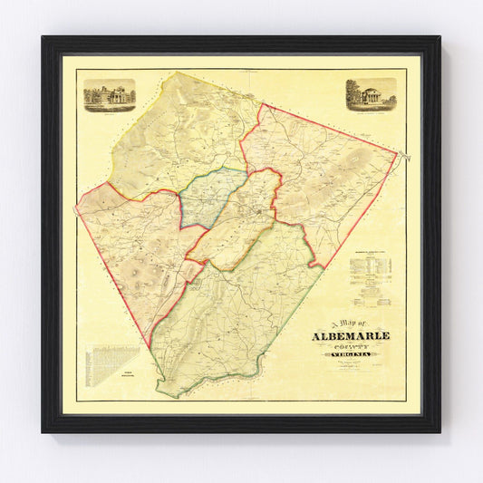 Vintage map of Albemarle County, Virginia, 1875 - restored print