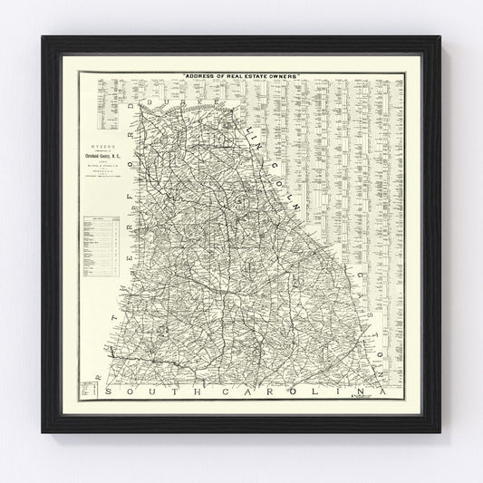 vintage map of Cleveland County, North Carolina, 1886