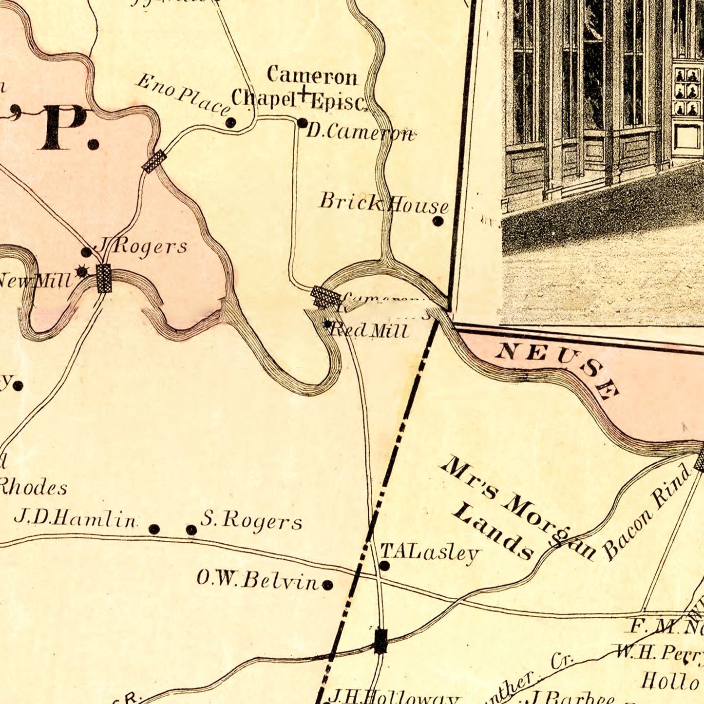 Vintage Map of Durham County, North Carolina, 1887