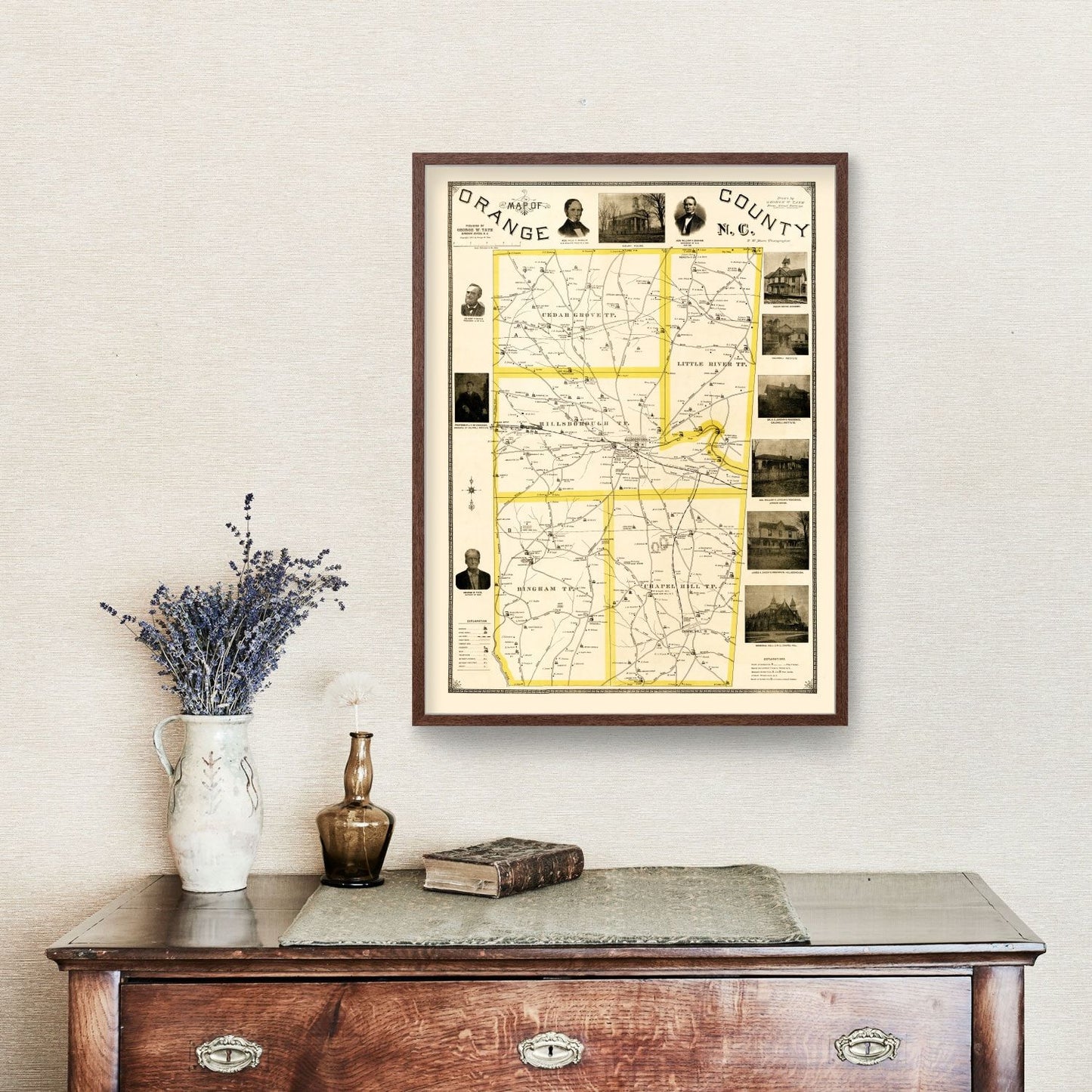 Vintage Map of Orange County, North Carolina, 1891