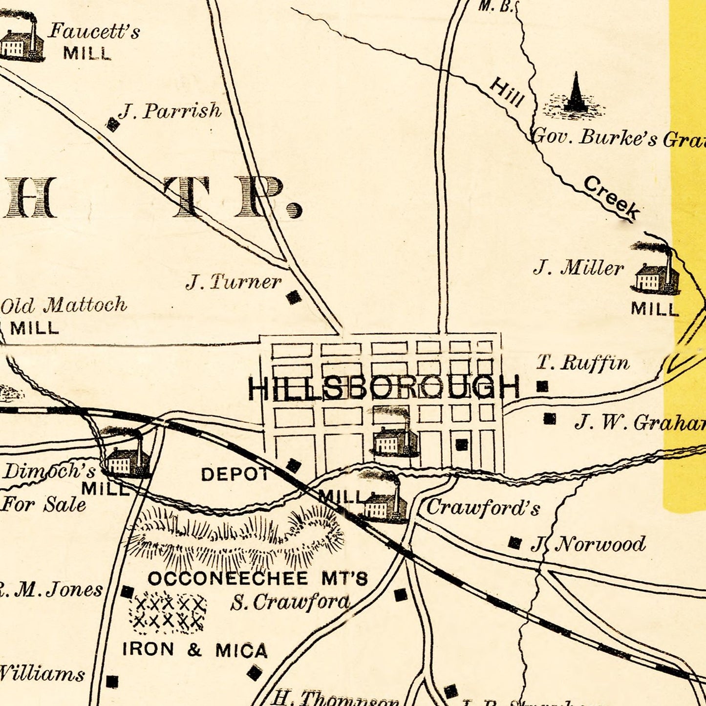 Vintage Map of Orange County, North Carolina, 1891