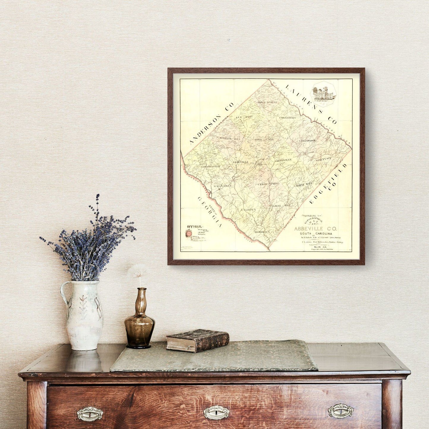 Vintage Map of Abbeville County, South Carolina, 1895