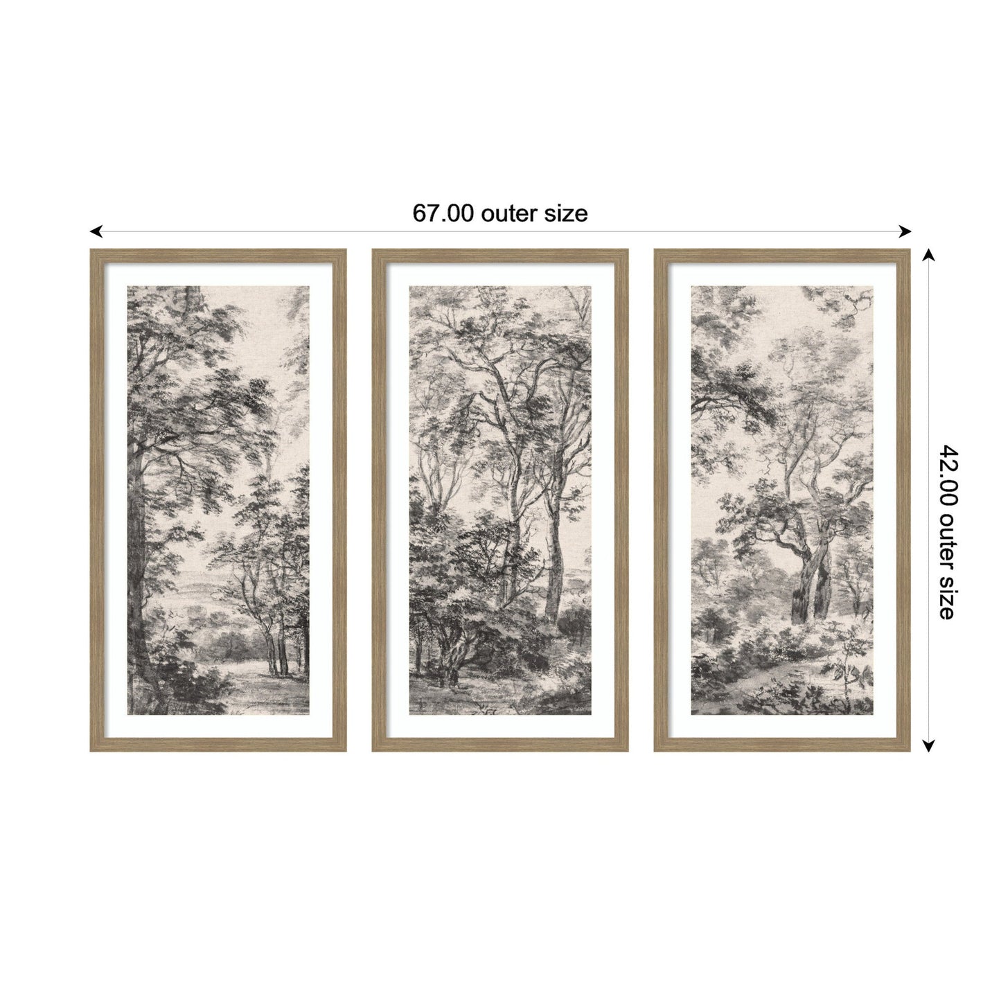 Wooded Landscape Wall Art Set of 3 Prints